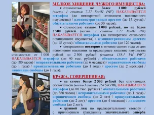 ПРОКУРАТУРА ИНФОРМИРУЕТ и РАЗЪЯСНЯЕТ об ответственности за совершение краж и мелких хищений